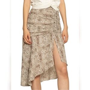 Walter Baker Asymmetrical Snake Print Skirt - Brown